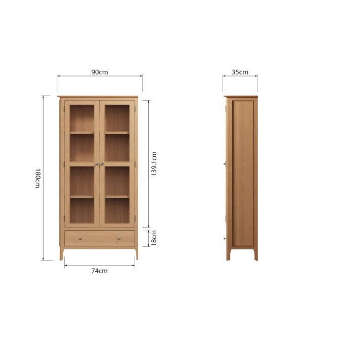 Alton Oak Illuminated Display Cabinet | Pine and Oak