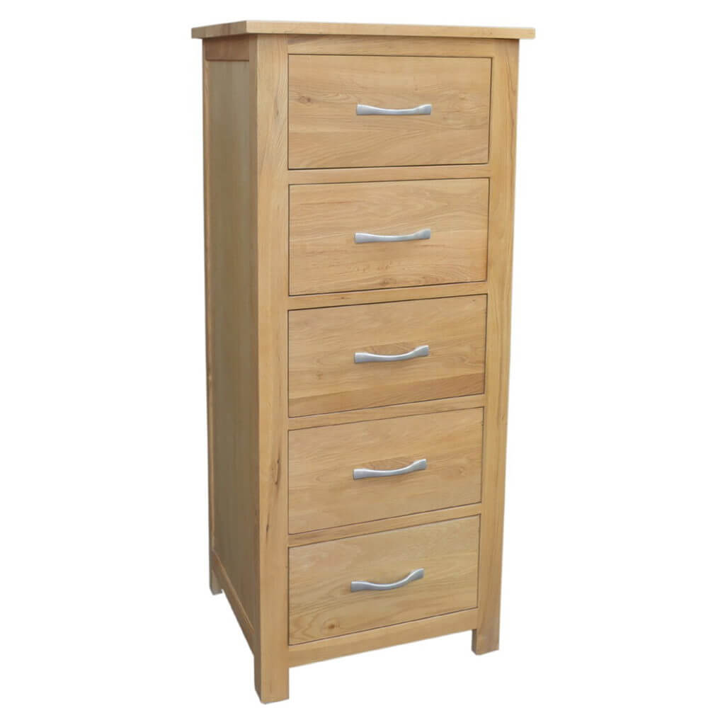 Classic Oak 5 Drawer Wellington Chest Pine And Oak