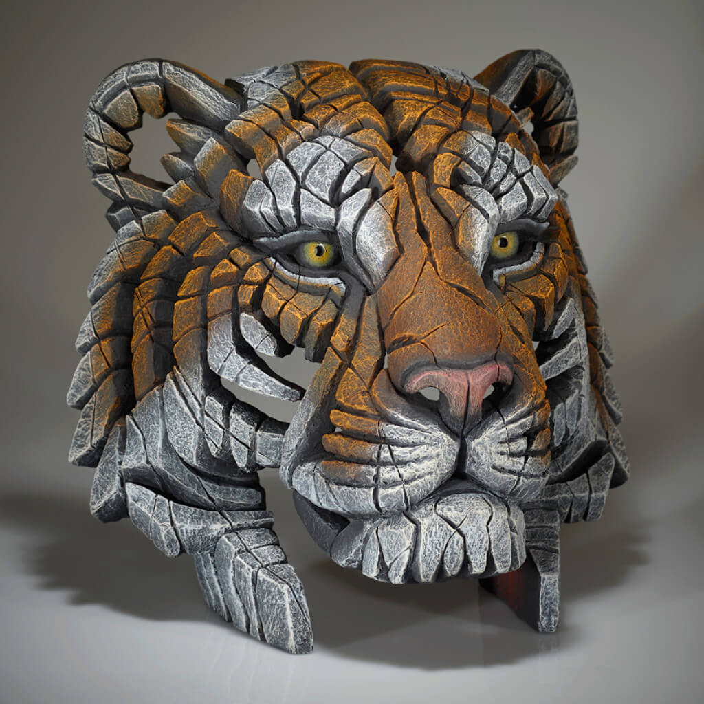 Edge Sculpture Tiger Bust Pine And Oak